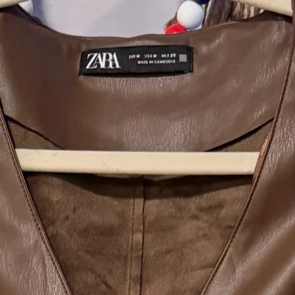 Zara Chocolate Brown Faux Leather Dress - Picture 3 of 3